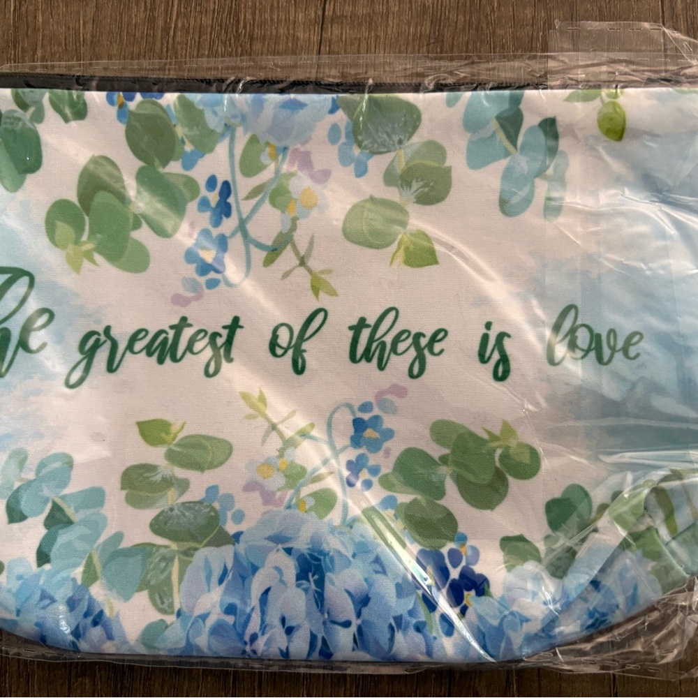 Floral Cosmetic Bag with Inspirational Quote